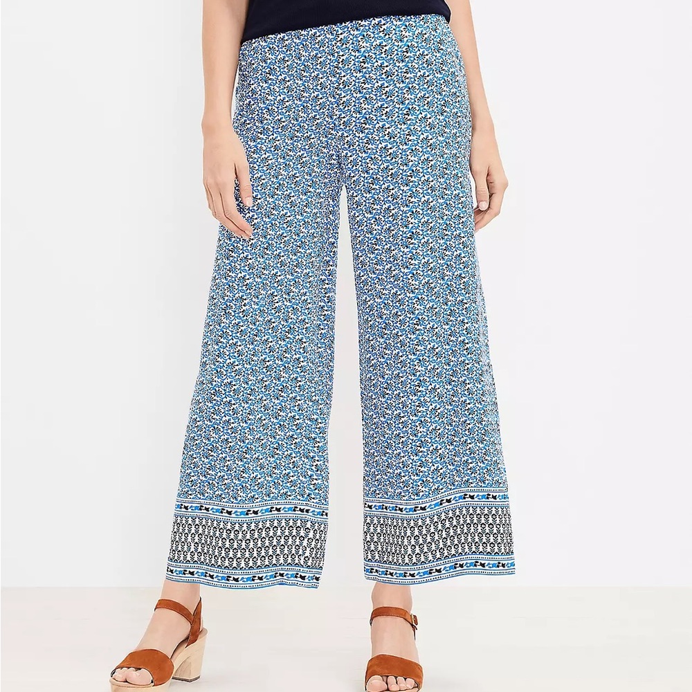 LOFT Blue Patterned Wide Leg Pants